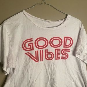 white minimalist good vibes tee